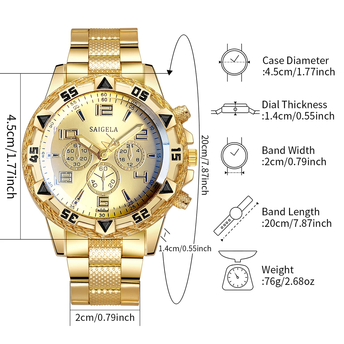 3pcs/set Fashionable Business Men's Watch Casual Hip Hop Style Trendy Watch With Jewelry Set