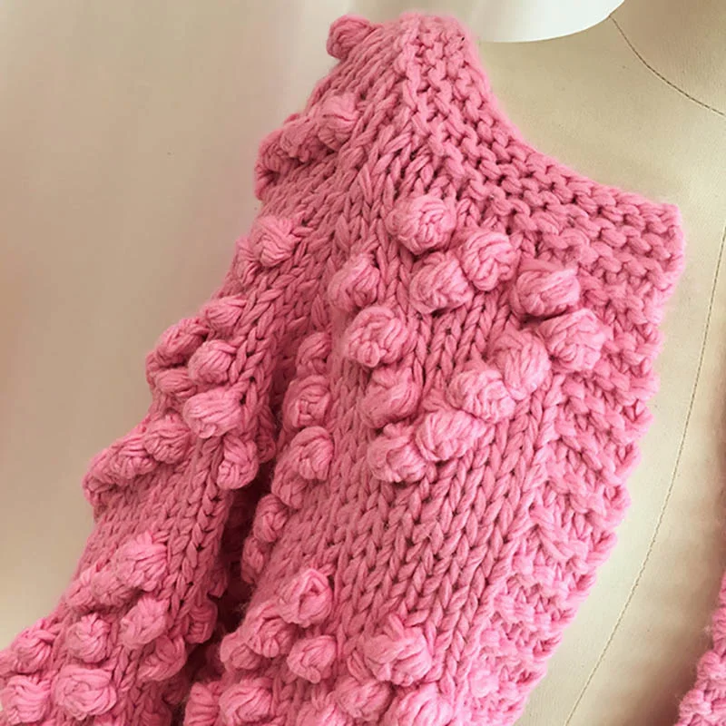 pink sweater 2021 Autumn Winter Women Casual Sweater Hairball Knitted Cardigan O-neck Long Sleeve Pink Cardigan Cute Sweaters cropped sweater