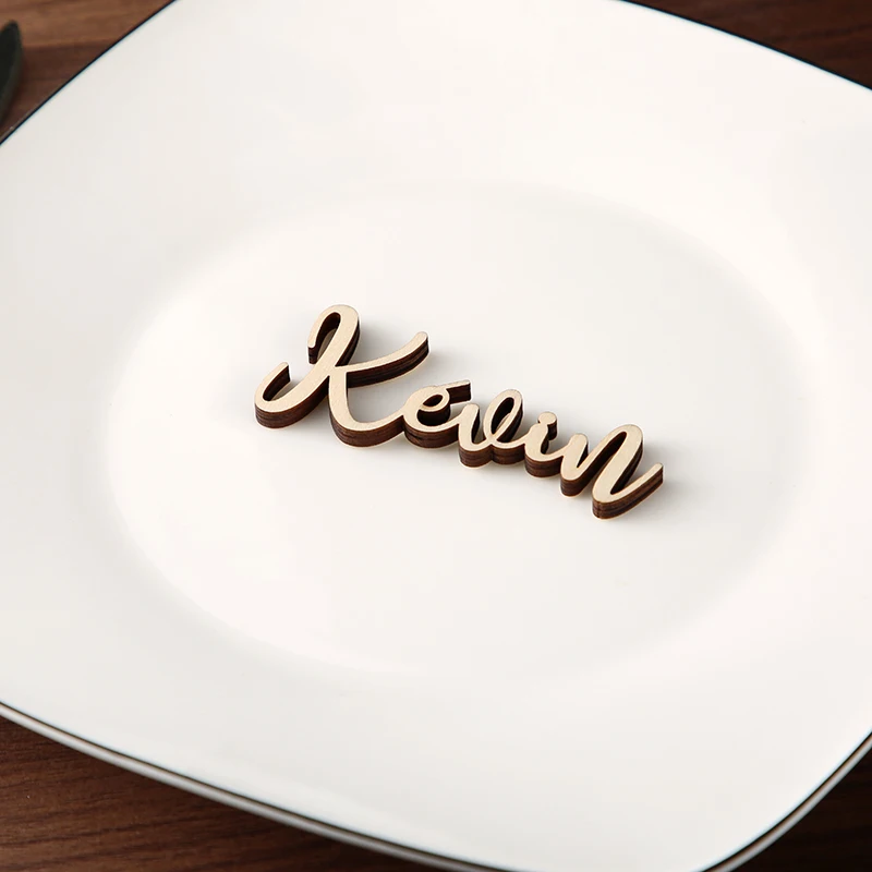 20Pcs Wood Personalized Wedding Name Place Cards Custom Laser Cut Names Place Setting Sign Dinner Party wooden name blocks wooden place cards