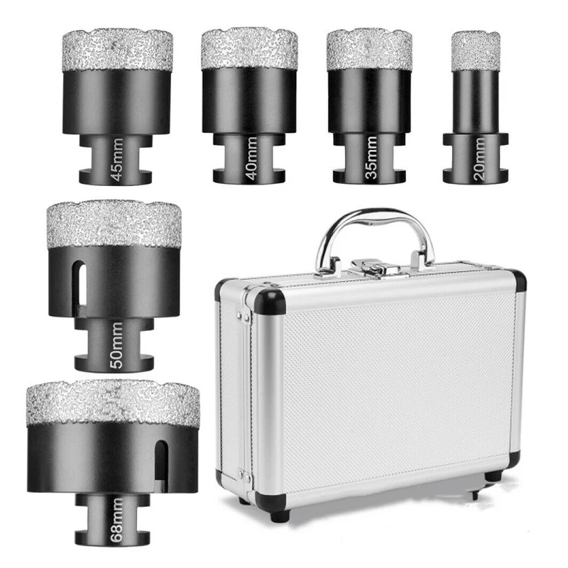 5pcs Kit De Scie Cloche Diamantée Brasée Sous Vide M14 Pour