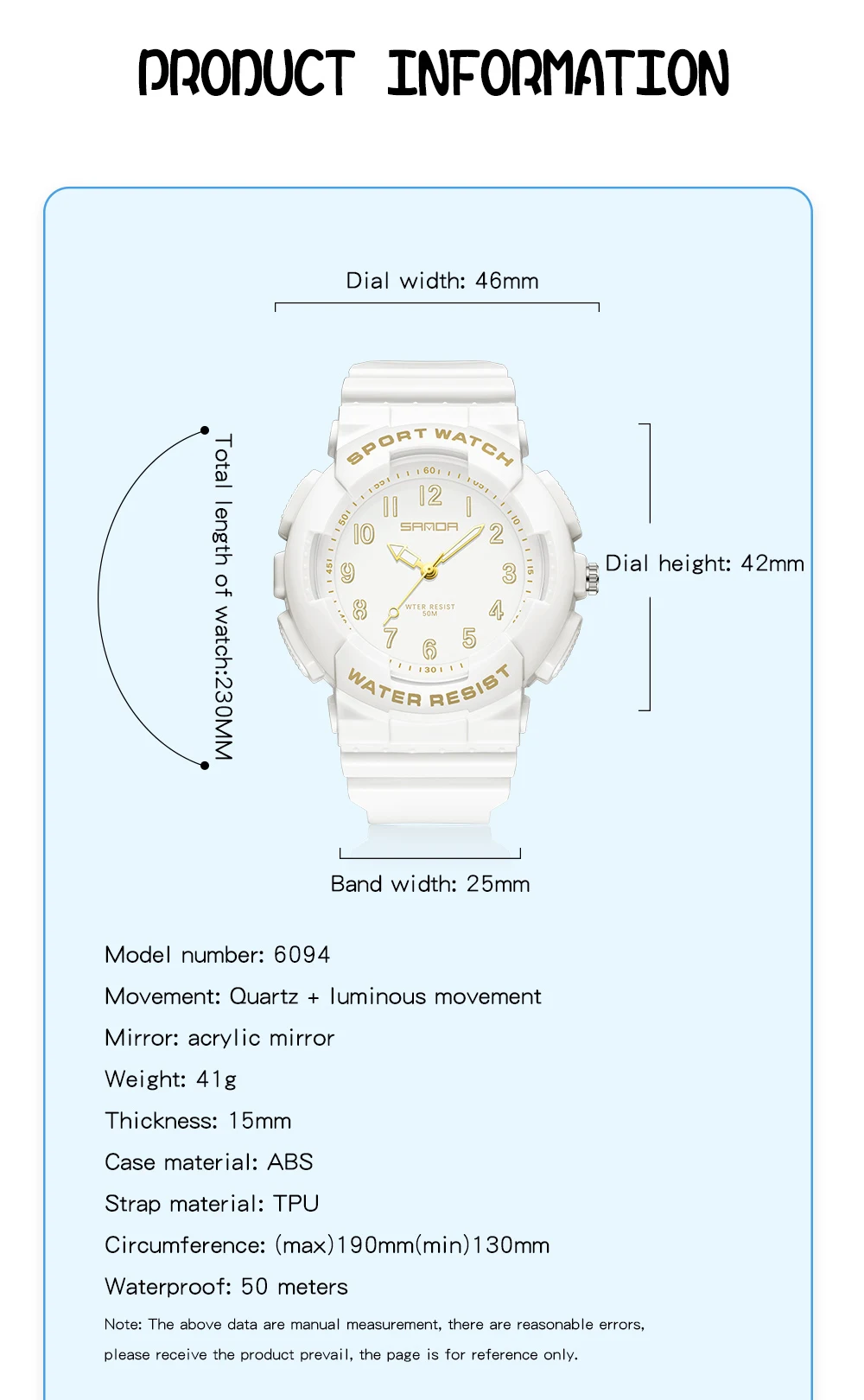 2023 New Sanda 6094 Watch Youth Student Fresh Electronic Watch Digital Fashion Versatile Waterproof Female Student Watch