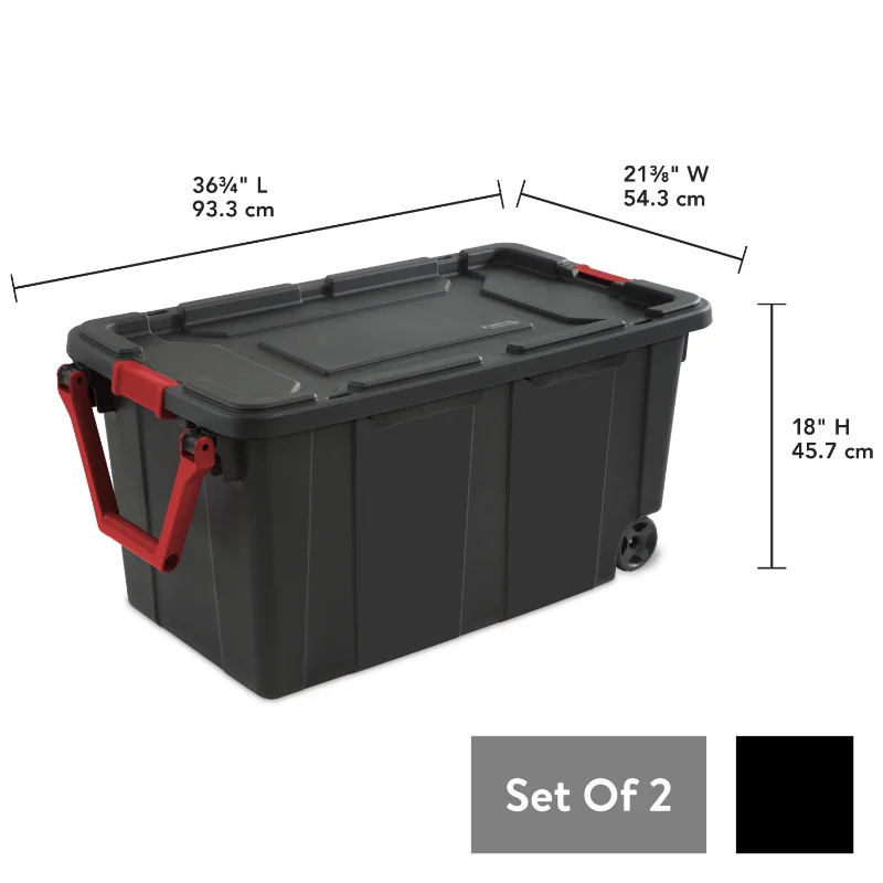 2PCS 40 Gallon Industrial Tote Plastic Storage Bins Wheeled Large Storage  Box Set Storage Organizer - AliExpress