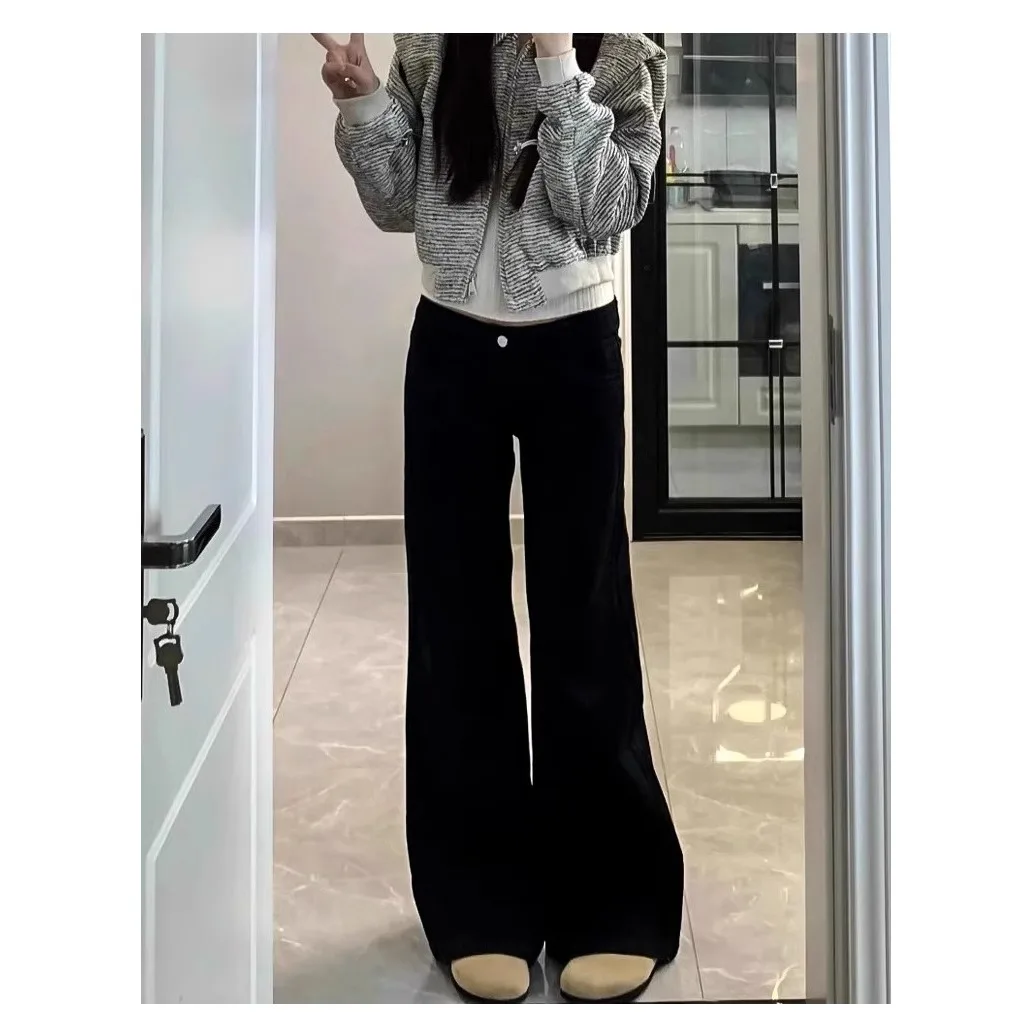 Spring New Bla High Waist Wide Leg Jeans Women's Slimming Loose Fit Bootcut Ankle Length Pants Cotton Stretch Denim