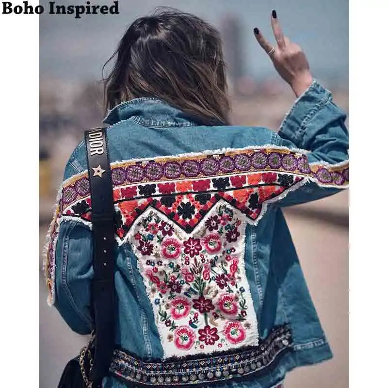 Boho INspired-chaqueta vaquera adornada para mujer, abrigo étnico hippie chic prendas de vestir, otoño e invierno, 2022 _ - AliExpress Mobile