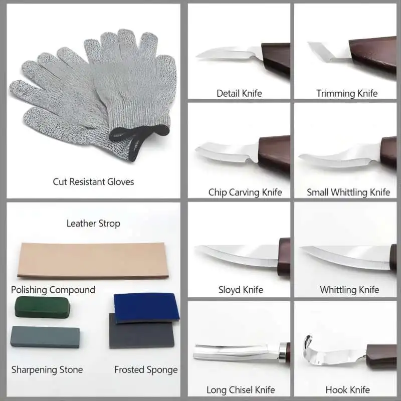 木の彫刻ツールセット,初心者と女性のためのカービングナイフとカーペンター,15個 AliExpress