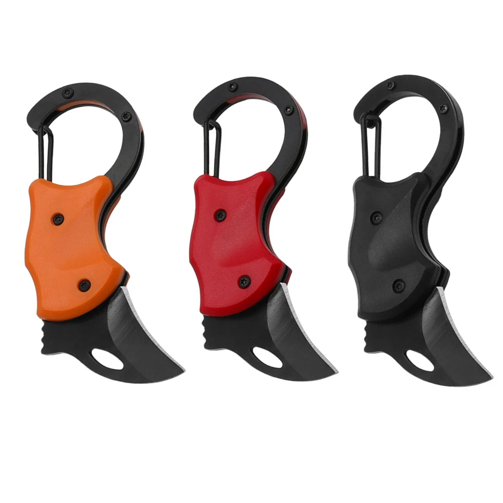 Small Pocket Folding Cutter Carabiner Self-defense Fox Claw Knife Keychain Open Box Outdoor