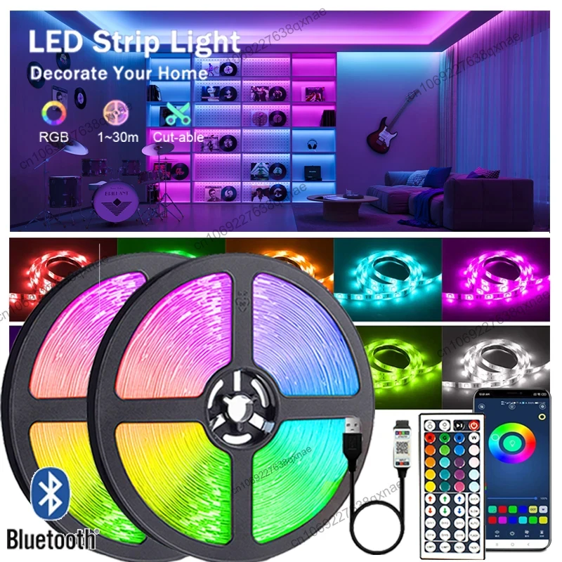 

Bluetooth LED Lights for Room RGB Neon Lights SMD5050 Led Tape TV Backlight LED Strip Lights LED 1-5m 10m 15m 20m 30m Luces Led