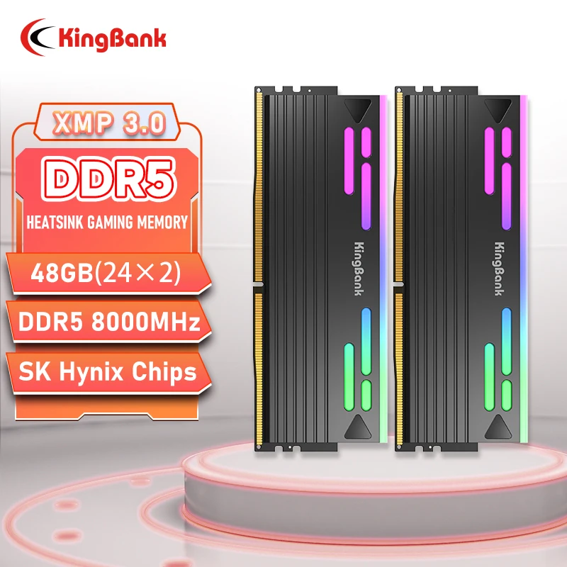 KingBank Memoria RAM RGB DDR5 48GB (2x24GB) Kit 8000 8000MHz