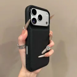 Korean Ins Pink White and Blue Bulge Leather Phone Case - Y2K Shockproof Cover - iPhone 15 Plus (Black)
