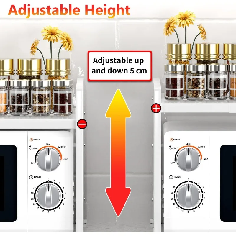 Extendable Microwave Oven Rack - Adjustable Kitchen counter shelf, 2 Tier Microwave Stand (L15.7~23.6" xW12.8 xH17.7) 6