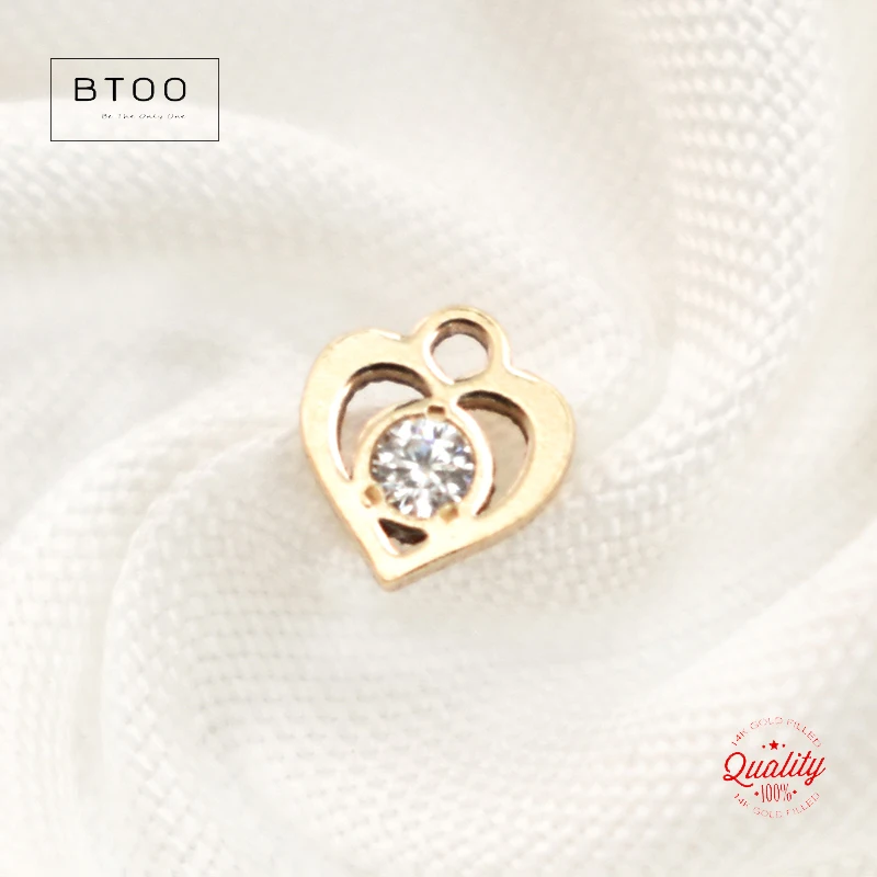 14K Gold Filled Zircon Heart Charm 4.5mmX5mm Pendant For Bracelet Necklace Earring DIY Jewelry Findings Jewelry Accessories