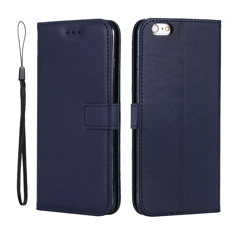 Luxury Leather Flip Wallet Case with Lanyard and Magnetic Closure
