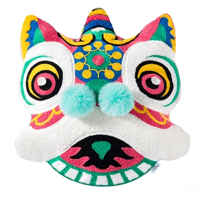 Description Picture 3 of itemDUNXDECO Cushion Cover Decorative Pillow Joy Chinese Traditional Dance Lion Embroidery Cushion Cover Sofa Chair Bedding Coussin