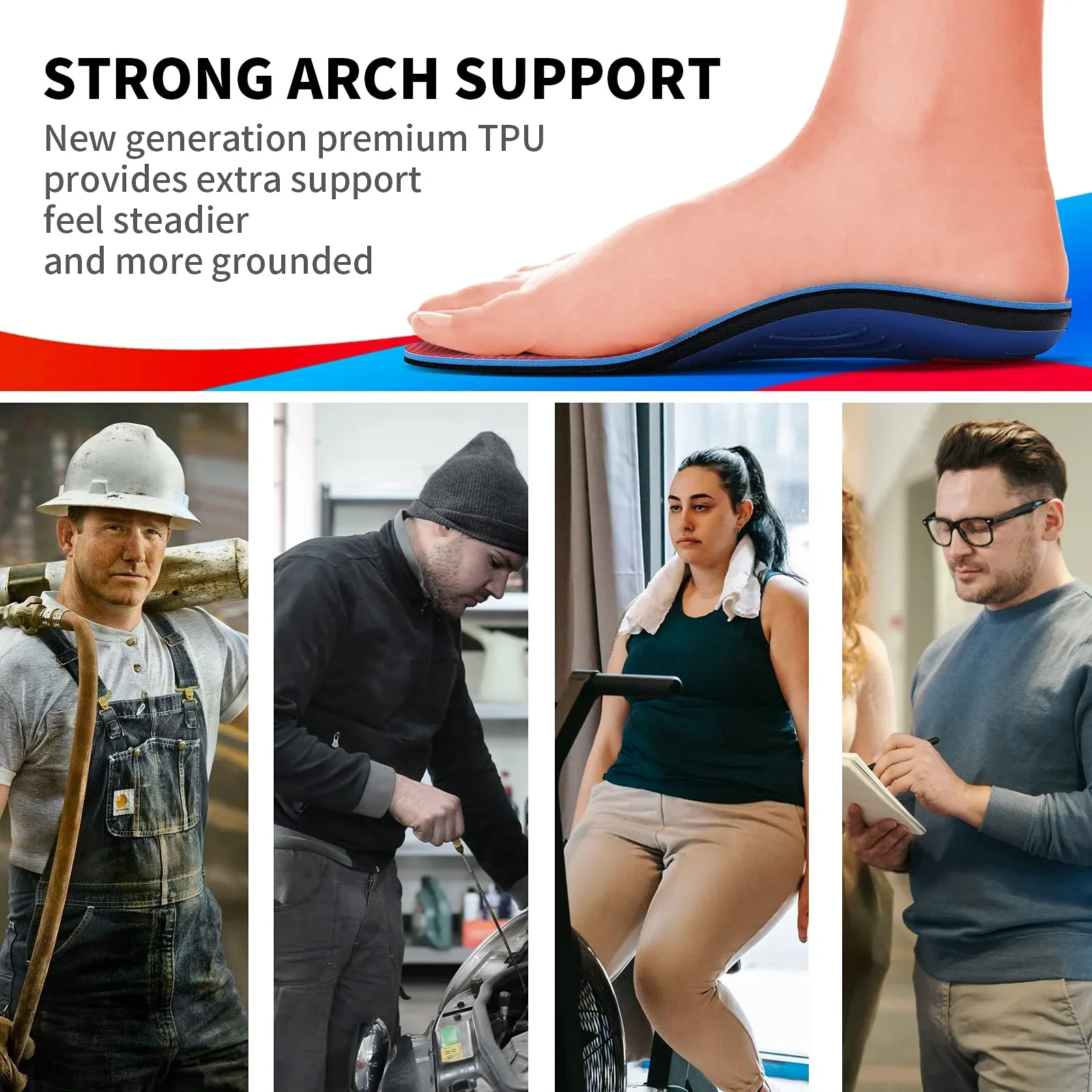 Walkomfy Pain Relief Orthotics Plantar Fasciitis High Arch Support Insoles ,Flat Feet Orthotic Insert,Work Boot Shoe Insoles