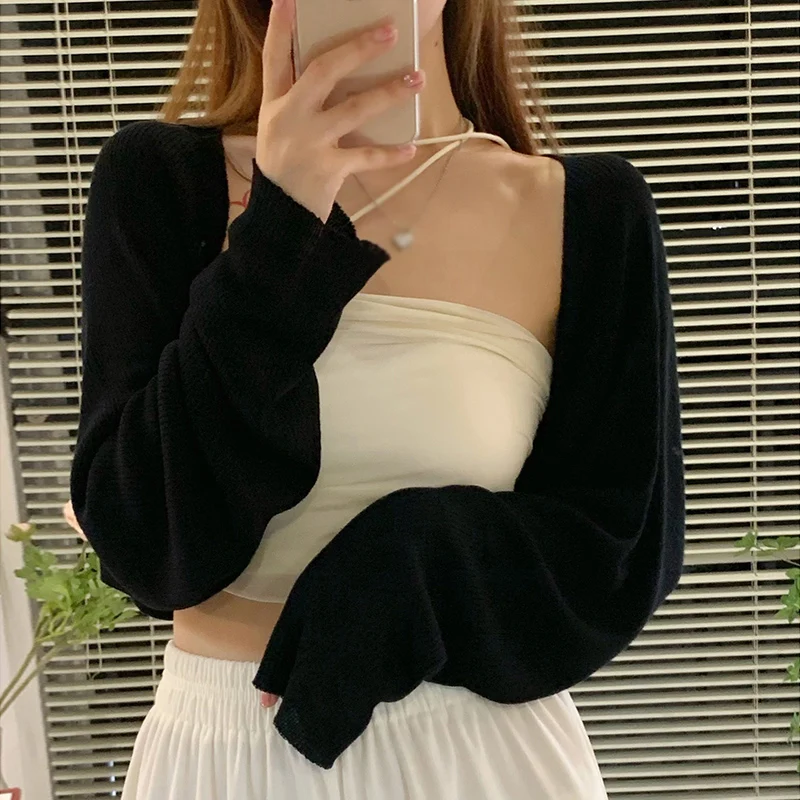 여성용 얇은 자외선 차단 가디건, 긴 소매 통기성 티셔츠, 짧은 코트, 캐주얼 숄 커버 업, 짧은 상의, 아웃웨어 블라우스, 여름