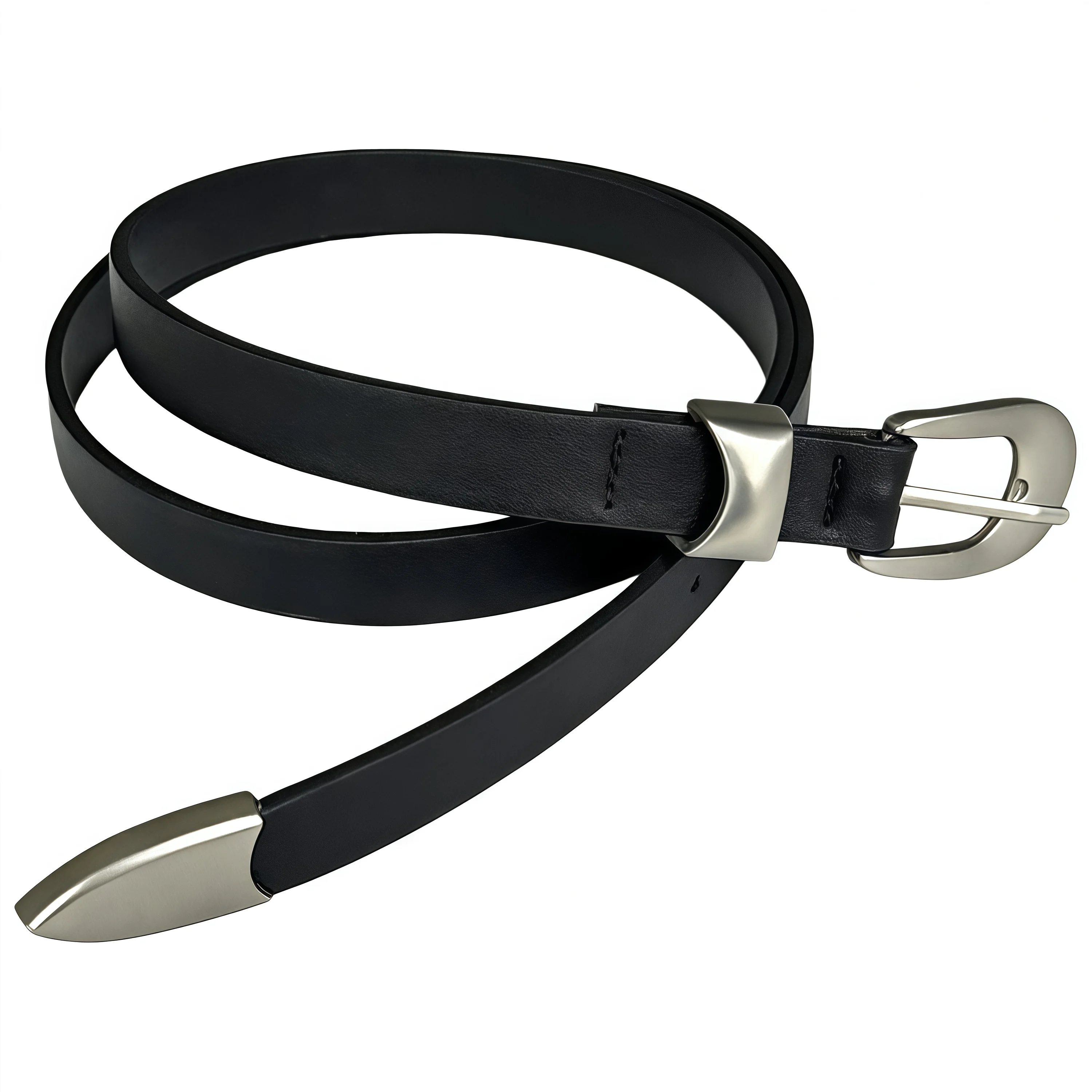 Chic Pin-Buckle Narrow Belt with Minimalist Design