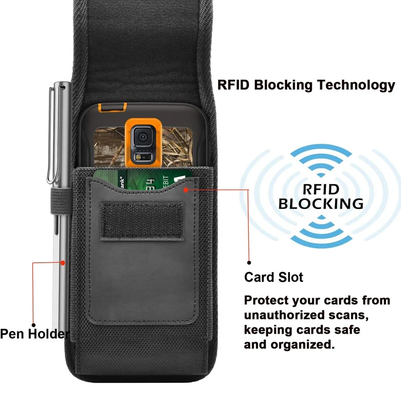 Nylon Cell Phone Belt Clip Holster Pouch Buckle Wallet Card Holder Case Cover For iphone 15 14 Pro Max Samsung S24 S23 Ultra Bag 3