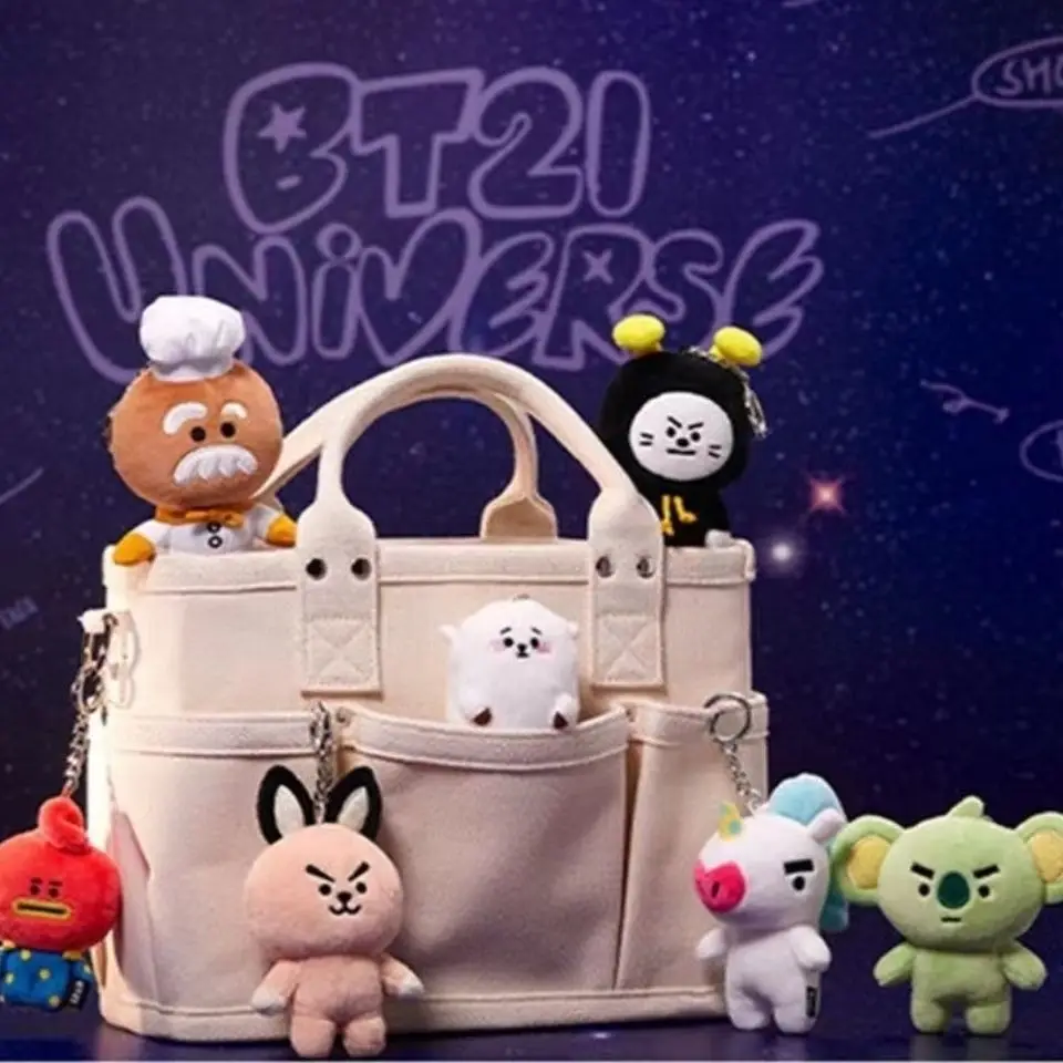 BT21 Cartoon Plush Toy Keychain - Kawaii Aries RJ Pendant Backpack Accessory, Anime Merchandise