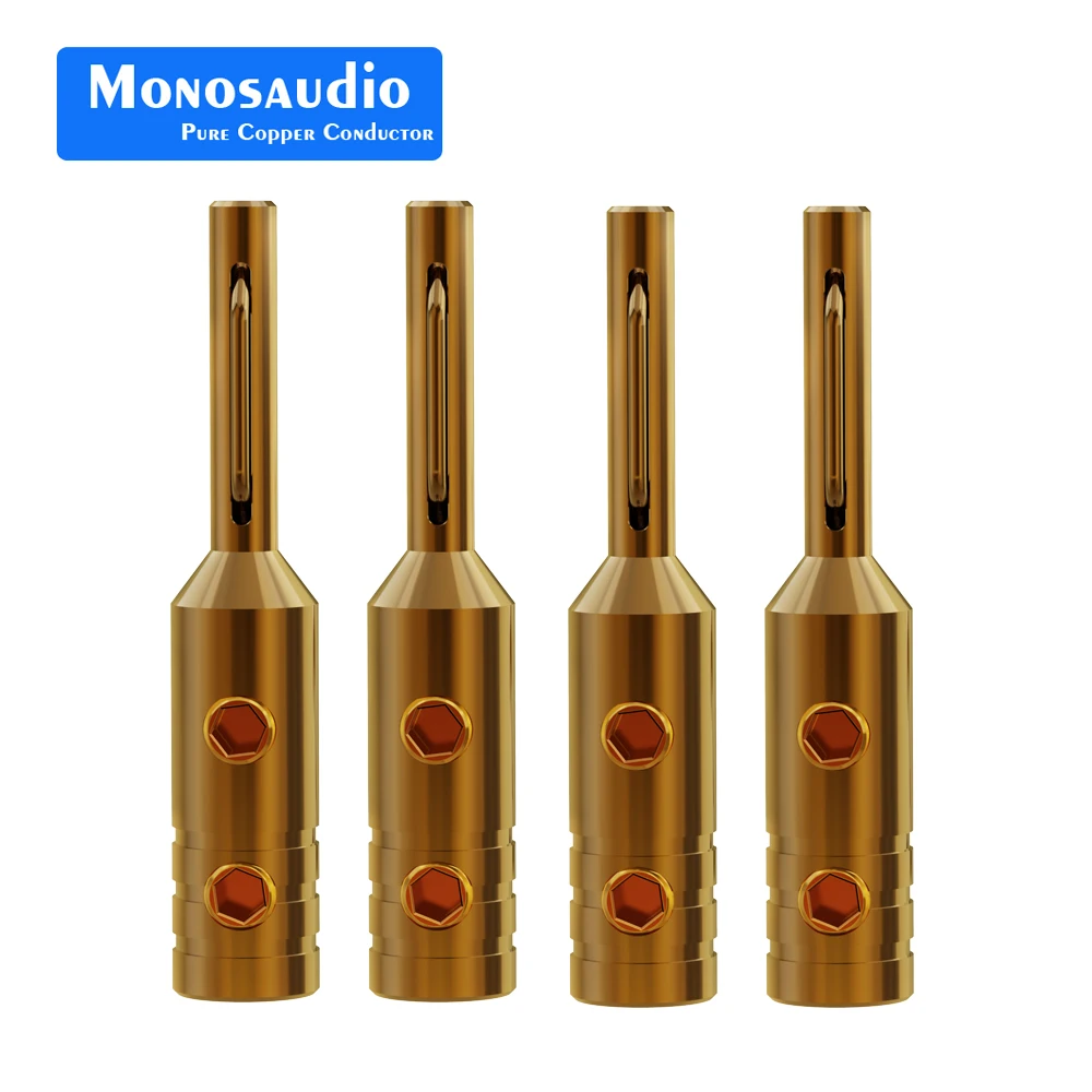 Monosaudio B80 B80R B80G 레드 순수 구리 금/로듐 도금 바나나 플러그 커넥터 99.998% 오디오 스피커 케이블 터미널 잭