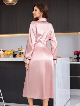 رداء نوم بسيط وأنيق مريح وغير رسمي طويل من البوليستر للسيدات 2