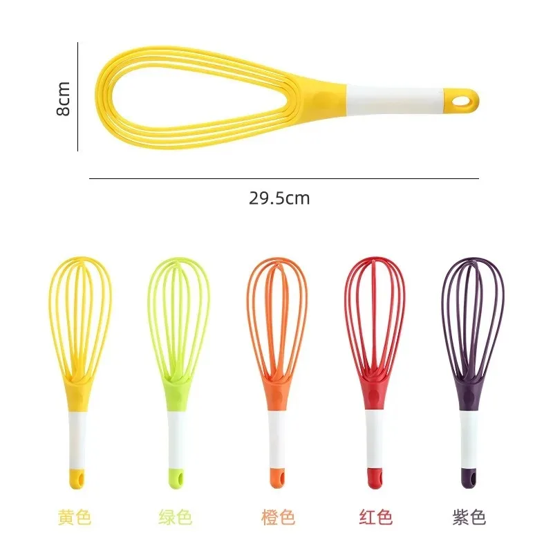 Kitchen Gadget Multifunction Rotatable Balloon and Flat Whisk Egg Beater Plastic Hand Knead Dough Blender Egg Mixer Tools 1Pcs