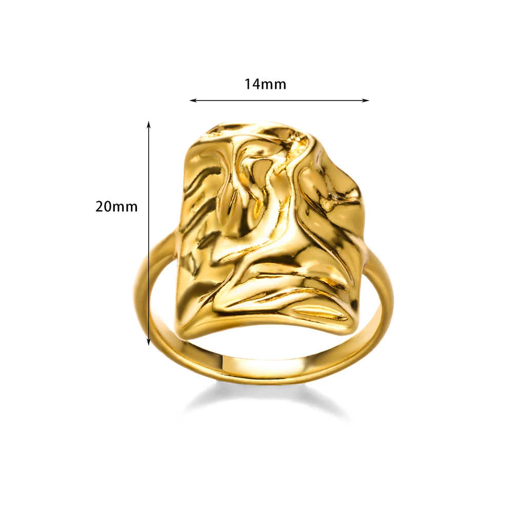 Stainless Steel Geometric Square Rings For Women Gold Color