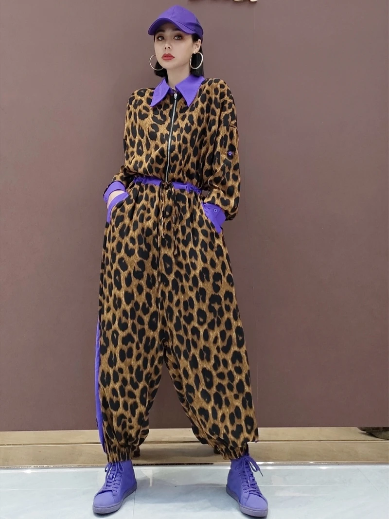 

Summer Jumpsuit Korean Style Leopard Print Top Baggy Pants Special Women's Clothing Slimming
