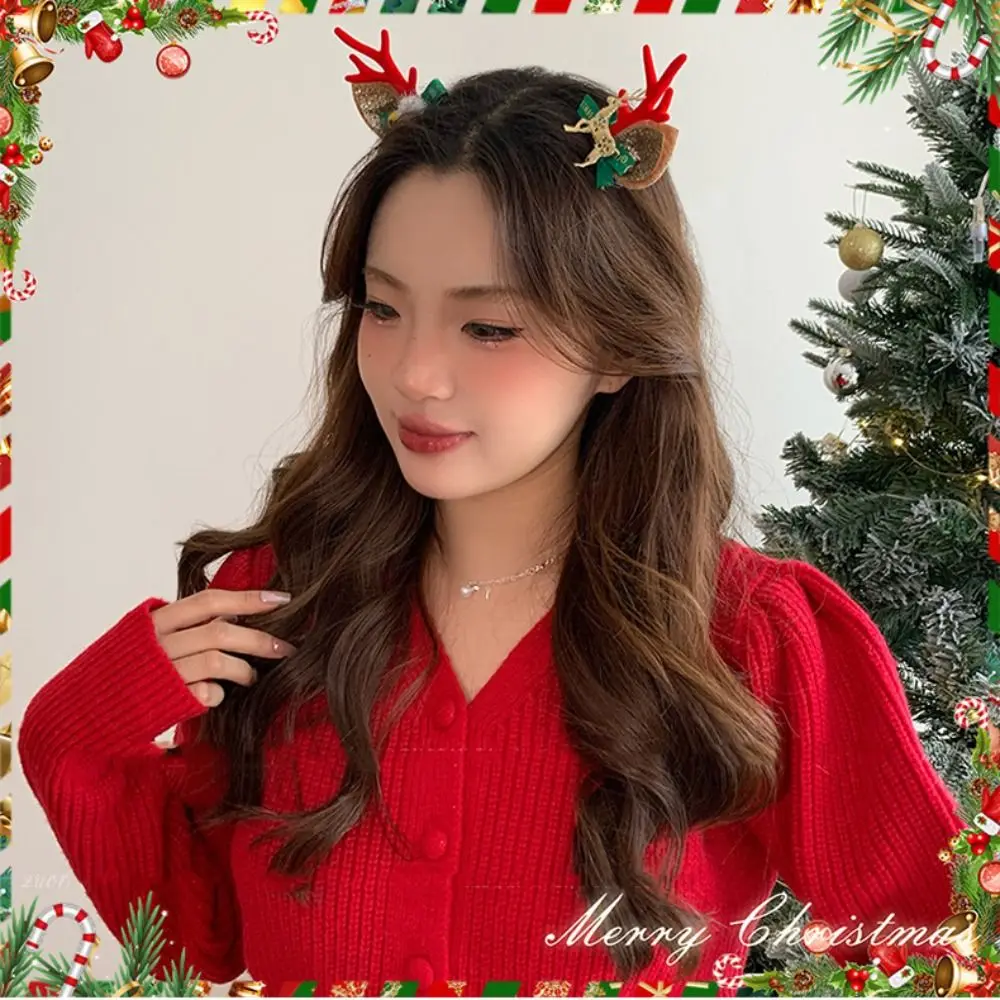 Merry Christmas Decor Christmas Elk Hairpin Bowknot Sequin Christmas Hat Headabnd Snowflake Santa Claus