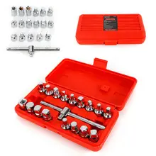 

18pcs Oil Drain Pipe Plug Hard&Tough Square Socket Key Removing Tool Kit w/ Box