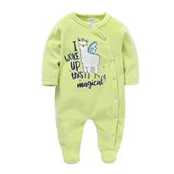 Pyjama unisexe à manches longues pour nouveau né, barboteuse en velours et flanelle, vêtements chauds, imprimé dessin animé, collection hiver 2022 
