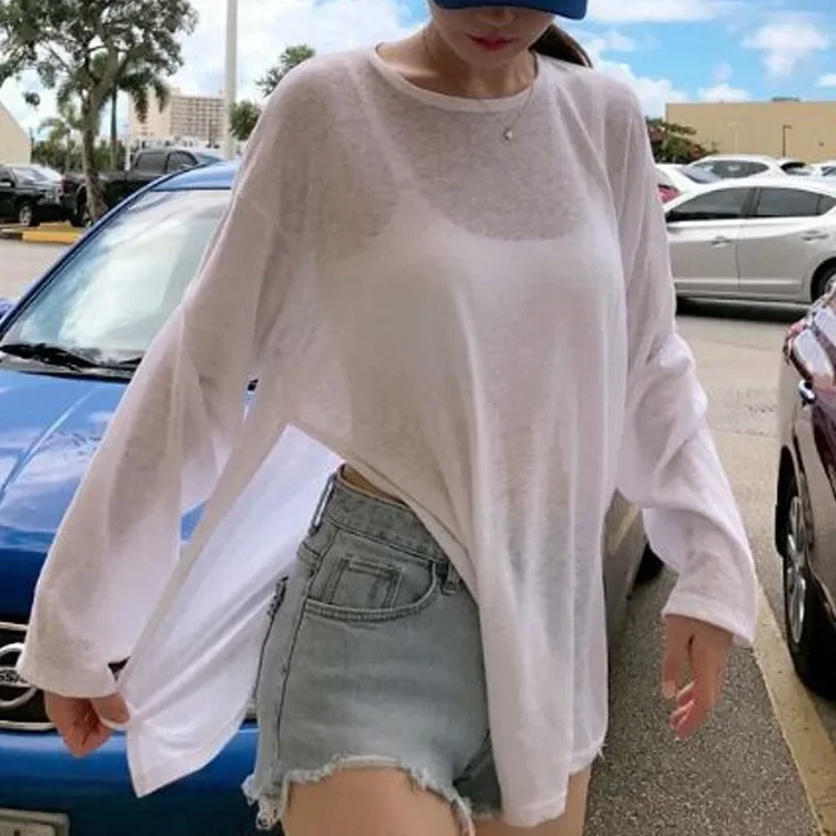 Sexy Long Sleeve Cover Up See Through Top Mesh Sheer Tunic Beach Cover-Ups Beach Dress Women Beach Wear Female Swimwear Bikini 3