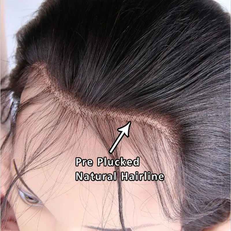 Cabelo humano frontal do laço HD transparente, apenas cabelo reto, linha fina natural pré arrancada, fechamento do laço 360