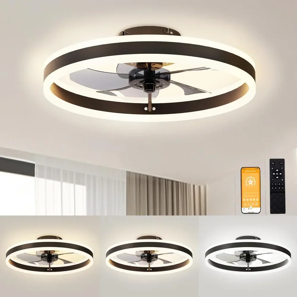 

XMSJ Ceiling Fan, Low Profile Ceilings Fans with Lights and Remote, 19.7in Flush Mount Ceilings Fan Light, Ceiling Fan