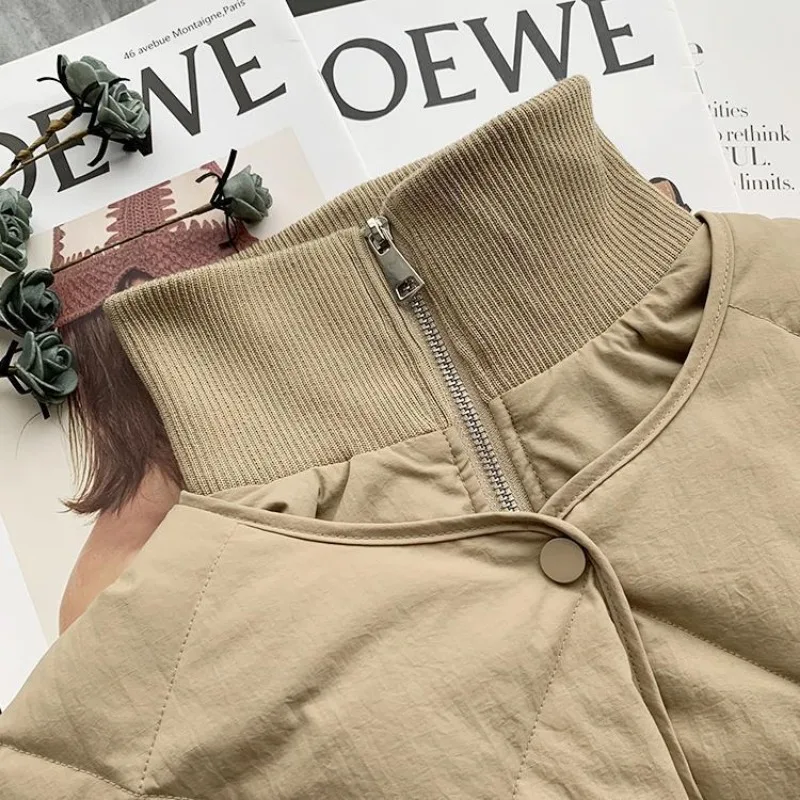 Turtleneck Winter Jackets Women Quilted Down Jacket Warm Zipper Button White Duck Down Coats Korean Lightweight Outerwear New