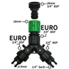 WUJIE Tap Adapter 2-Way 4-Way Splitter Connector EURO USA 3/4'' to 1/4'' Pipe for Garden Watering Hose Drip Irrigation System 5