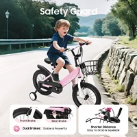 Vélo pour enfants rouge/rose pour 3 à 5 ans |   Vélo d'entraînement réglable pour enfants, siège de 14 pouces |   Acier à haute teneur en carbone 3