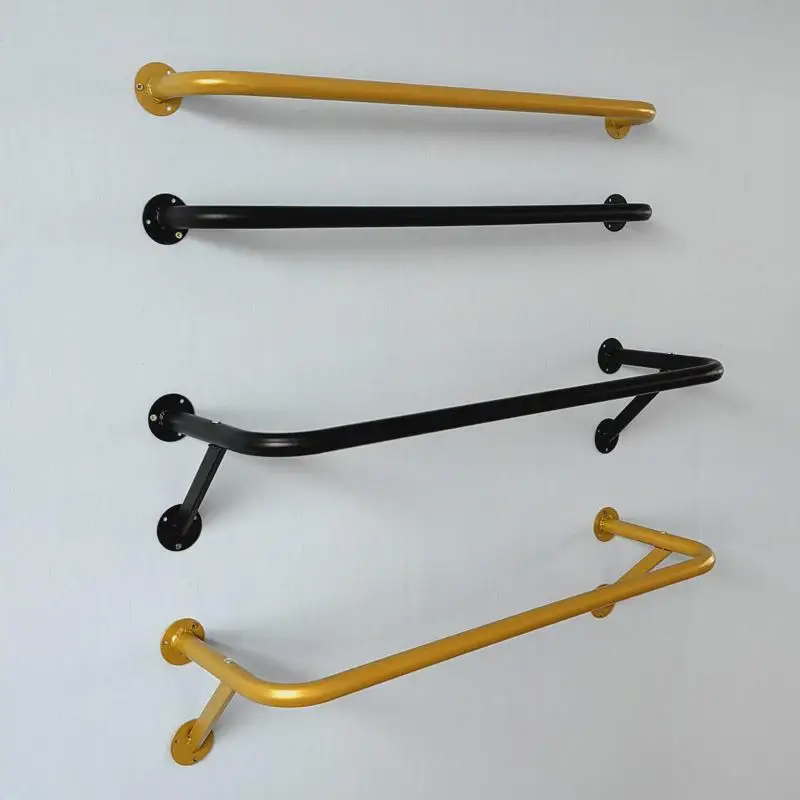 Wall-Mounted Iron Art Clothes Hanger Display Ra for Men's And Women's Clothing Stores round Tube Full-Length Side Hanging
