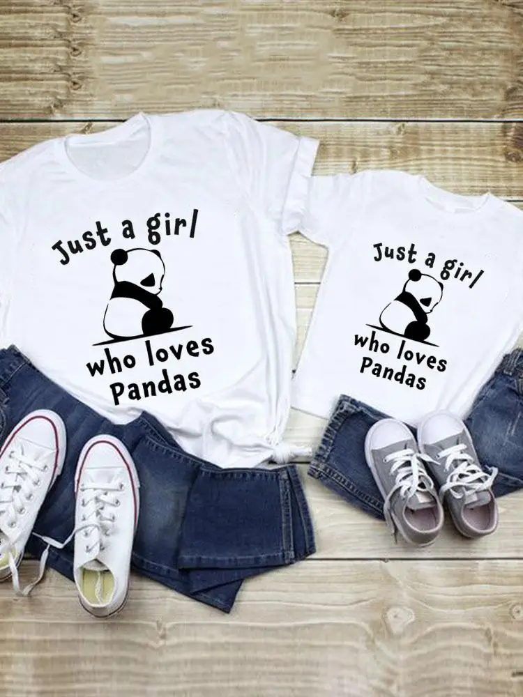 

Tee Family Matching Outfits Panda Girl 90s Cute Love Women Kid Child Summer Mom Mama Mother Graphic T-shirt Clothes Clothing
