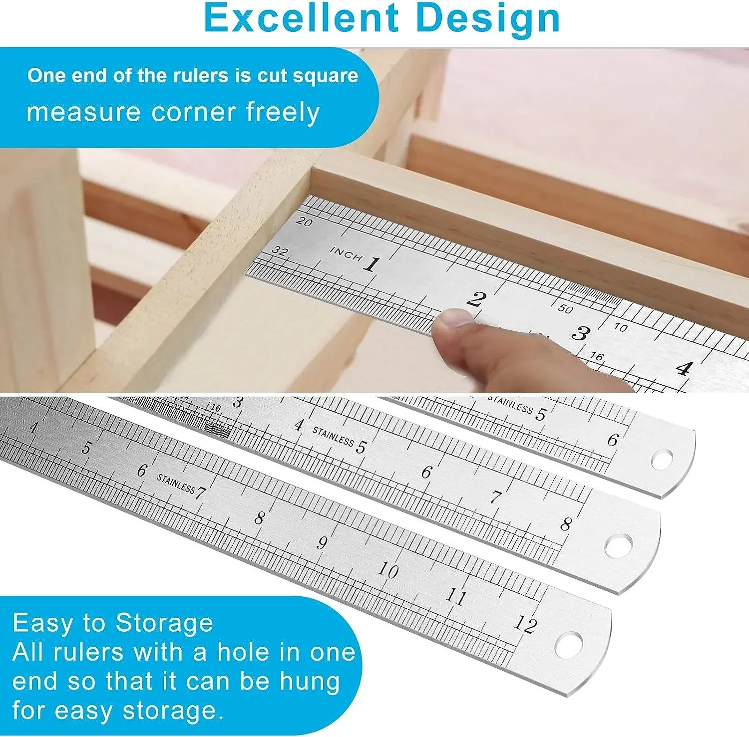 Centimeter Inches Scale Metric Ruler Precision Measuring Tool School Office Supplies