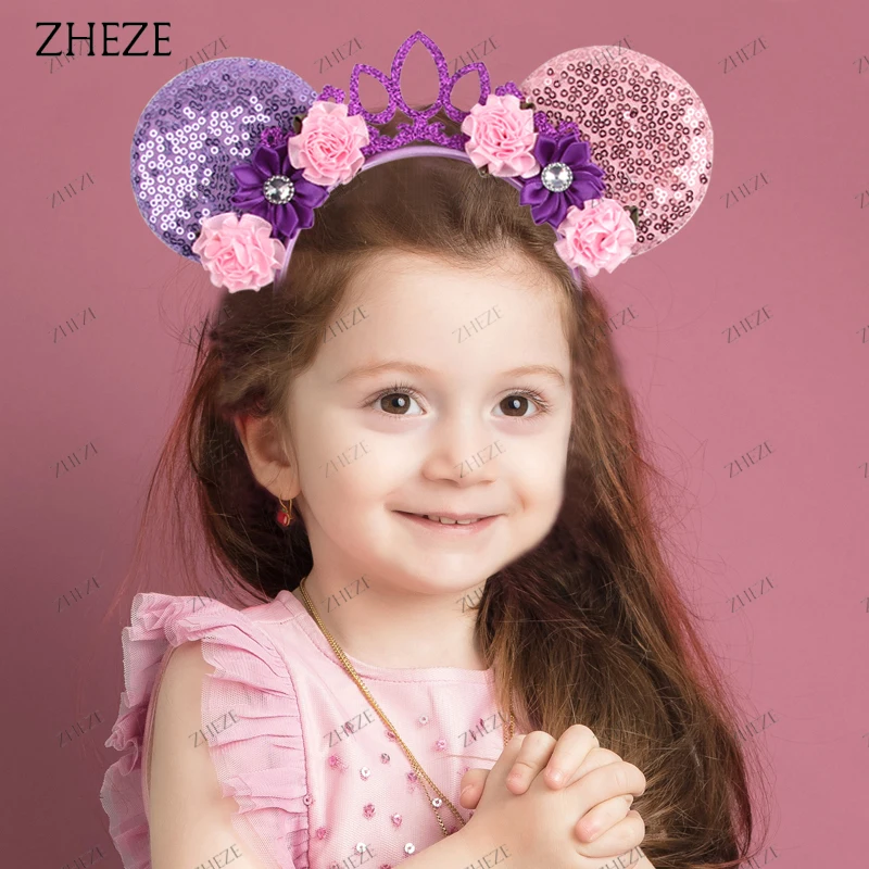 2024 Cute Candy Colors 4Inch Thicken Mouse Ears Headband For Girls Sequins  5 Bow Hairband DIY Festival Party Hair Accessories - AliExpress