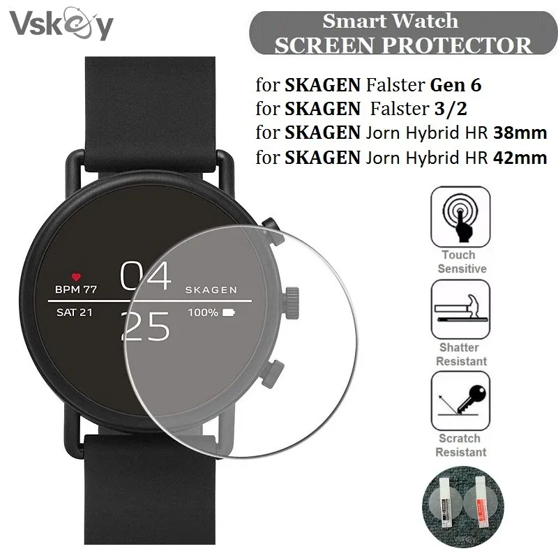 

5PCS Smart Watch Screen Protector for Skagen Falster Gen 6/3/2 Jorn Hybrid HR 38mm 42mm Round Tempered Glass Protective Film