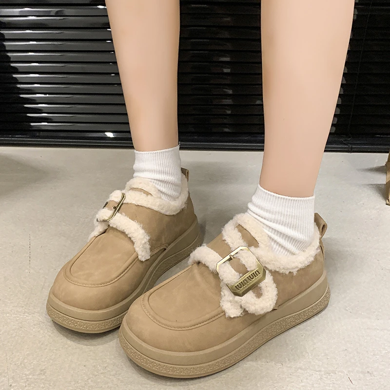 Winter New Round Toe Thick Sole Comfortable Casual Snow Boots Fashionable and Sexy Buckle Hot Selling Short Boots for Women
