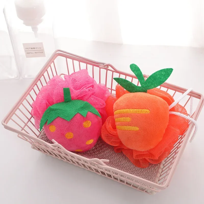 Spugna da bagno in schiuma da bagno di grandi dimensioni, sfera da doccia a forma di frutta, morbido esfoliante per il corpo, strumento per la cura della pulizia, accessori da bagno - immagine 2