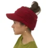 Women Girls Ponytail Baseball Cap Winter Warm Wool Knit Hat Empty Top Stretchy Beanie Caps Fashion Outdoor Ski Beanie Knit Hat 4