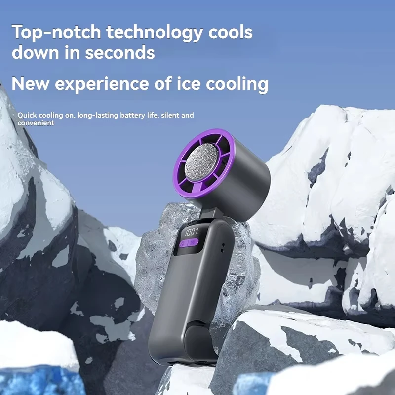Foldable Handheld USB Charging Fan Refrigeration Fan Folding Portable Turbo Mini Semiconductor Ice Pack
