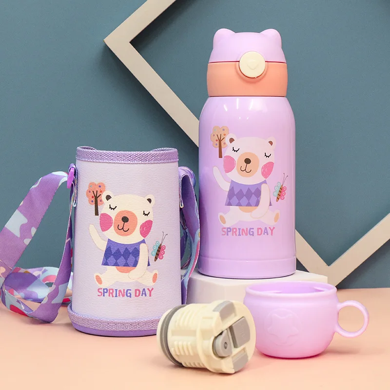 Baby Feeding Cup With Cover 316 Stainless Steel Milk Thermos for Children  Insulated hot water Bottle leak-poof thermal Cup 500ML