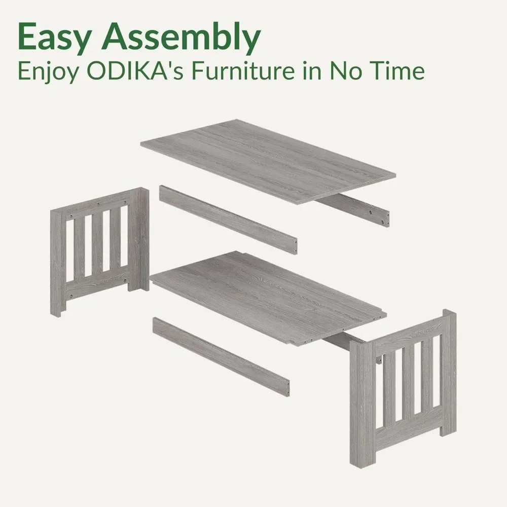 Wooden One Style Fits All Coffee Table-Gray Wash Coffee Table, 2-Tier Rectangular Unique Table for Living Room