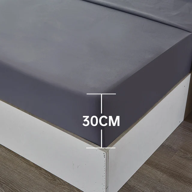 Set da letto solido da 3/4 pezzi, lenzuolo con angoli impermeabili, lenzuolo e federe morbide, Queen, KIng, Full, Twin Size, bianco e grigio 6