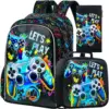 3PCS Dinosaur Backpack for Boys, 16" Kids Bookbag and Lunch Box, Preschool Backpacks for Elementary Students 1