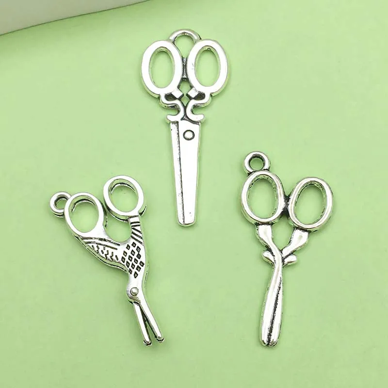 16pcs Zinc Alloy Antique Silvery Sewing Tool Charms Mini Scissor Pendants  for DIY Bracelet Necklace Jewelry Making
